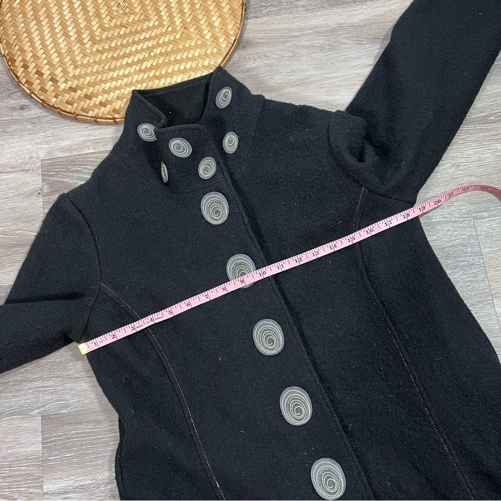 Icelandic Design Black Wool Art To Wear Swing Coat - image 2